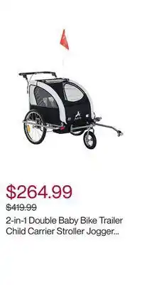 Hudson's Bay 2-in-1 double baby bike trailer child carrier stroller jogger bicycle trailer offer