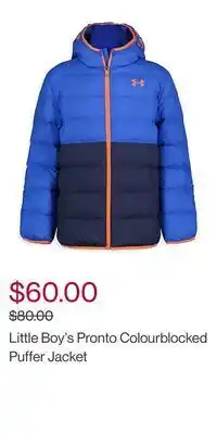 Hudson's Bay Little boy's pronto colourblocked puffer jacket offer