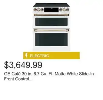 Costco Ge café 30 in. 6.7 cu. ft. matte white slide-in front control convection double oven range offer