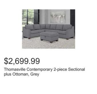 Costco Thomasville contemporary 2-piece sectional plus ottoman, grey offer