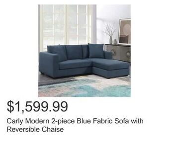 Costco Carly modern 2-piece blue fabric sofa with reversible chaise offer