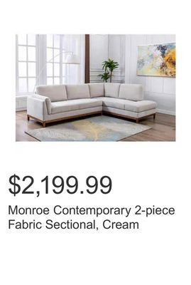 Costco Monroe contemporary 2-piece fabric sectional, cream offer