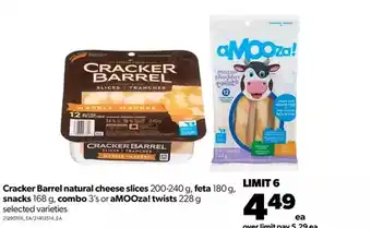 Real Canadian Superstore Cracker barrel natural cheese slices, feta, snacks, combo or amooza! twists offer