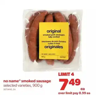 Real Canadian Superstore No name smoked sausage offer