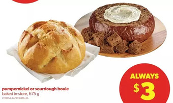 Real Canadian Superstore Pumpernickel or sourdough boule offer