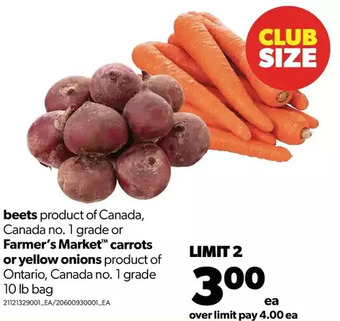 Real Canadian Superstore Farmer's market carrots or yellow onions offer