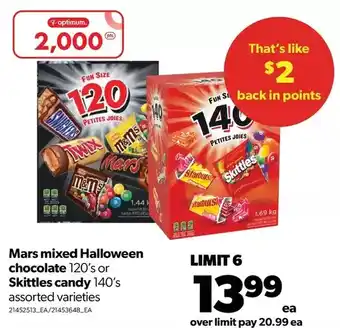 Real Canadian Superstore Mars mixed halloween chocolate or skittles candy offer