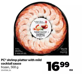 Real Canadian Superstore Pc shrimp platter with mild cocktail sauce offer
