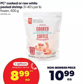 Real Canadian Superstore Pc cooked or raw white peeled shrimp offer