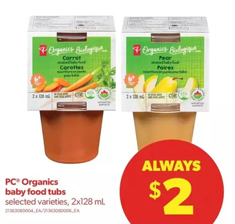 Real Canadian Superstore Pc organics baby food tubs offer
