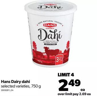 Real Canadian Superstore Hans dairy dahi offer