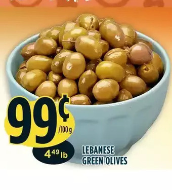 Marché Adonis Lebanese green olives offer