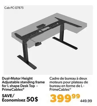 Shopper+ Dual-motor height adjustable standing frame for l shape desk top -primecables offer