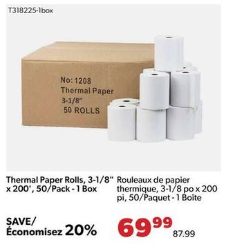 Shopper+ Thermal paper rolls, 3-1/8" x 200', 50/pack - 1 box offer