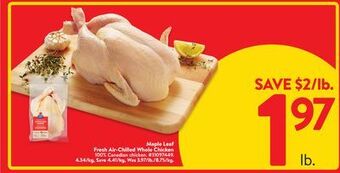 Walmart Maple leaf fresh air-chilled whole chicken offer