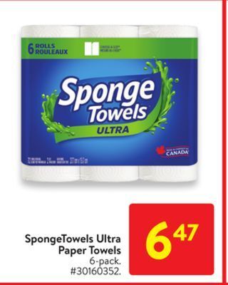 Walmart Spongetowels ultra paper towels offer