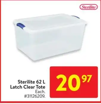 Walmart Sterilite 62 l latch clear tote offer