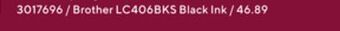 Staples Brother lc406bks black ink offer