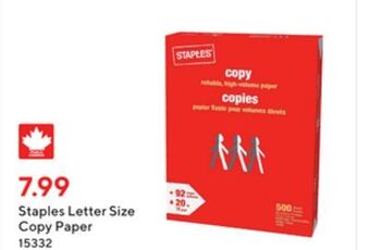 Staples Staples letter size copy paper offer
