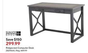 Staples Sunjoy group ridgecrest computer desk offer