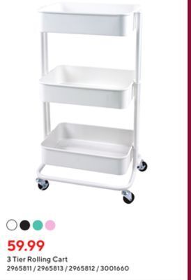 Staples Simply 3 tier rolling cart offer