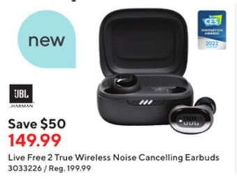 Staples Jbl live free 2 true wireless noise cancelling earbuds offer