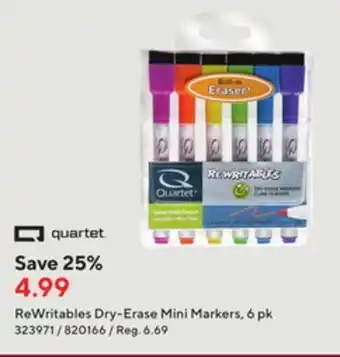 Staples Quartet rewritables dry-erase mini markers, 6 pk offer