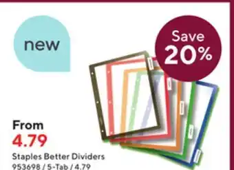 Staples Staples better dividers 5-tab offer