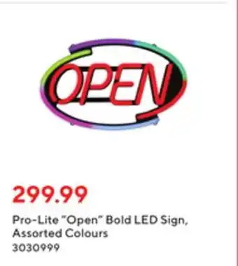 Staples Pro-lite open bold led sign, assorted colours offer