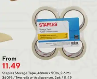Staples Staples storage tape two rolls with dispenser offer