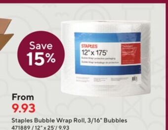 Staples Staples bubble wrap roll - 3/16" bubbles offer