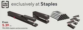 Staples Tru red staplers and accessories offer