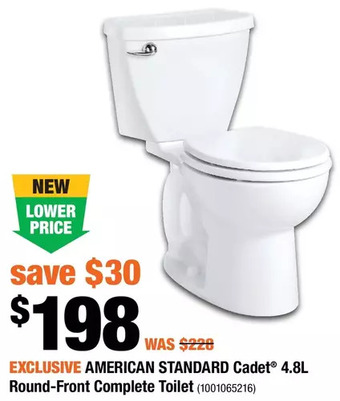 Home Depot American standard cadet 4.8l round-front complete toilet offer