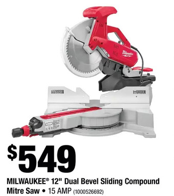 Home Depot Milwaukee 12" dual bevel sliding compound mitre saw offer