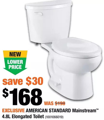 Home Depot American standard mainstream 4.8l elongated toilet offer