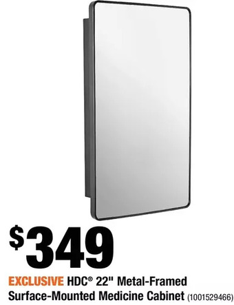 Home Depot Hdc 22" metal-framed surface-mounted medicine cabinet offer