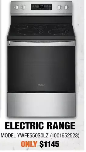 Home Depot Whirlpool electric range offer