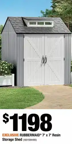 Home Depot Rubbermaid 7' x 7' resin storage shed offer