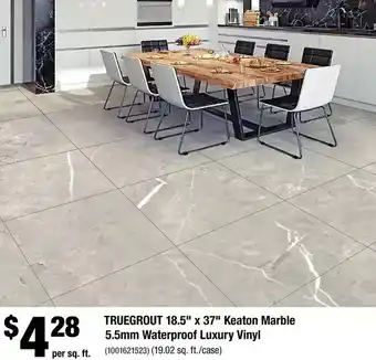 Home Depot Truegrout 18.5" x 37" keaton marble 5.5mm waterproof luxury vinyl offer