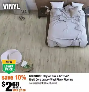 Home Depot Msi stone clayton oak 7.12" x 42" rigid core luxury vinyl plank flooring offer