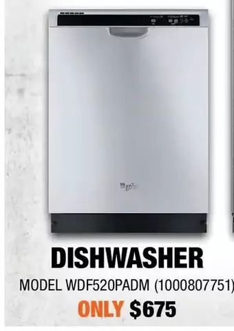 Home Depot Whirlpool dishwasher offer