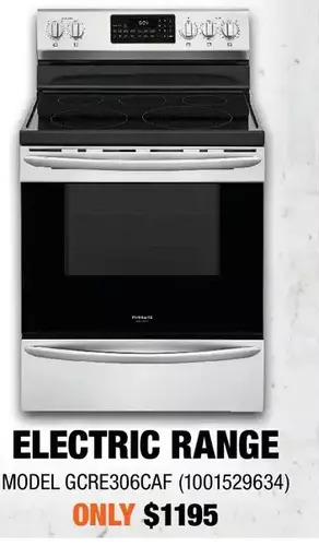 Home Depot Frigidaire electric range offer