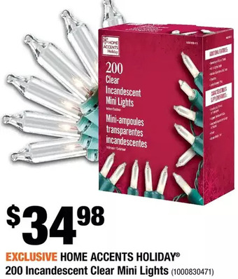 Home Depot Home accents holiday 200 incandescent clear mini lights offer