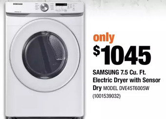 Home Depot Samsung 7.5 cu. ft. electric dryer with sensor dry offer