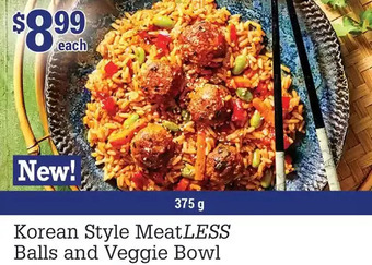 M & M Food Market Korean style meatless balls and veggie bowl offer
