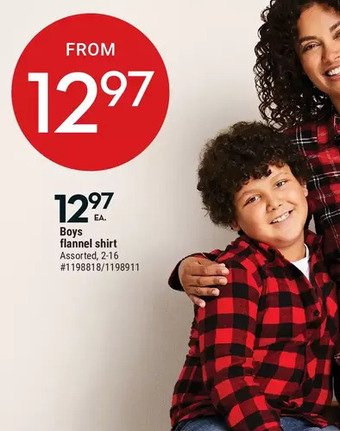 Giant Tiger Boys flannel shirt offer