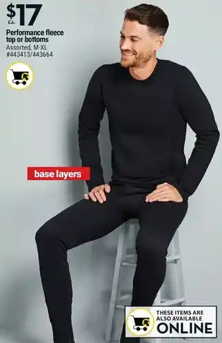 Giant Tiger Performance fleece top or bottoms offer