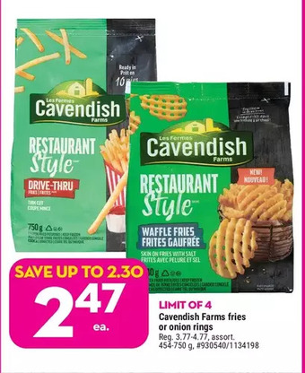 Giant Tiger Cavendish farms fries or onion rings offer