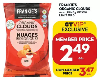 Giant Tiger Frankie's organic clouds offer