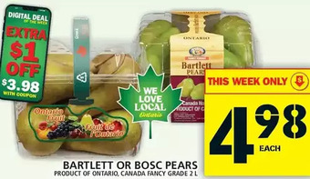 Food Basics Bartlett or bosc pears offer